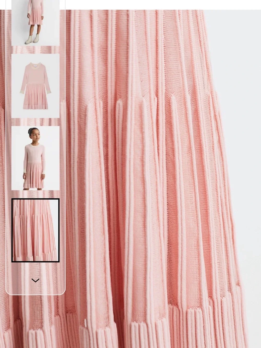 Reiss Pink Teagan 11-12 yrs Ribbed Fit-and-Flare Dress